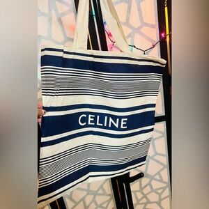 Blue and Cream Striped Tote Bag NWOT